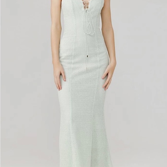 Significant Other Crochet Lace-up mint green maxi dress from Revolve size 8 - Picture 3 of 7